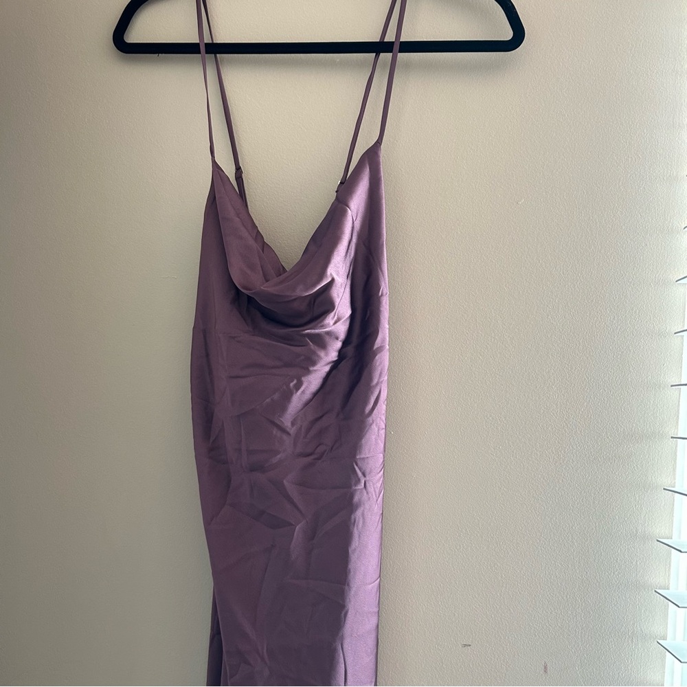 Show Me Your MuMu verona cowl midi dress plum luxe satin women’s Large - Picture 2 of 5
